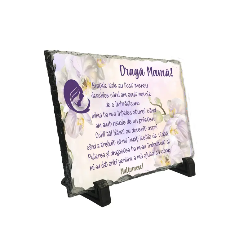 Draga mama, piatra ardezie personalizata, cu mesaj model, pa094